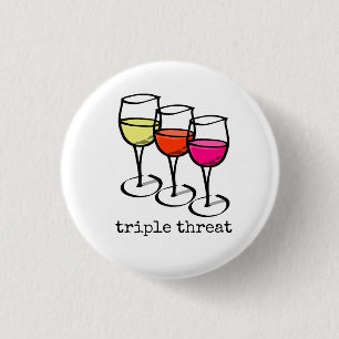 Cartoon wijngaarden Triple Threat Funny Winery Ronde Button 3,2 Cm