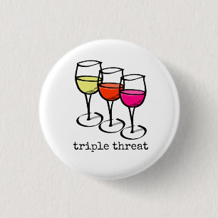Cartoon wijngaarden Triple Threat Funny Winery Ronde Button 3,2 Cm