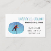Cartoon Window Squeegee Cleaning Service Guy Visitekaartje (Voorkant)