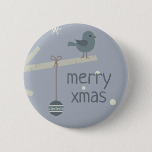 Cartoon winterbosboomgaarden van mousserende fees ronde button 5,7 cm