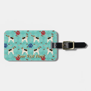 Cartoon Wire Fox Terrier Bagagelabel