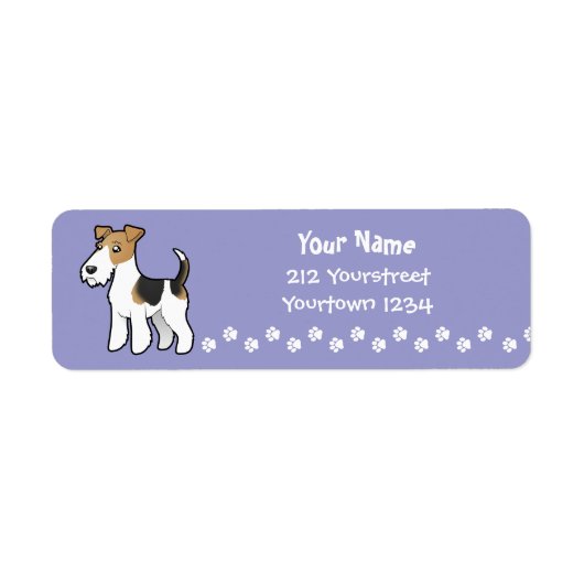 Cartoon Wire Fox Terrier Etiket (Voorkant)