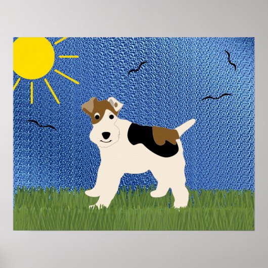 Cartoon Wire Fox Terrier Poster (Voorkant)