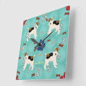 Cartoon Wire Fox Terrier Vierkante Klok (Hoek)