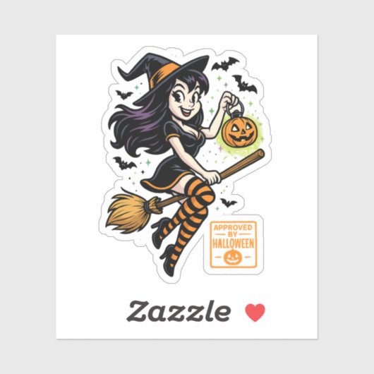 Cartoon Witch - Goedgekeurd door Halloween Sticker (Vel)