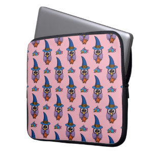 Cartoon Wizard Owl Patroon Laptop Sleeve