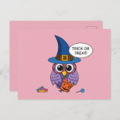 Cartoon Wizard Owl - Trick or treat Briefkaart (Voorkant / Achterkant)