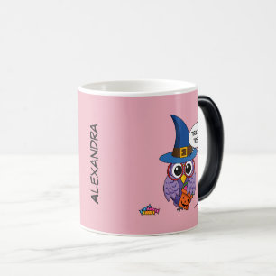 Cartoon Wizard Owl - Trick or treat Naam toevoeg Magische Mok