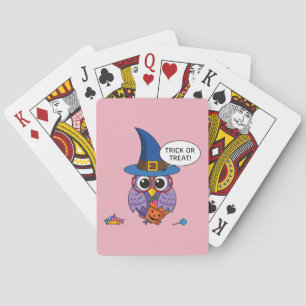 Cartoon Wizard Owl - Trick or treat Pokerkaarten