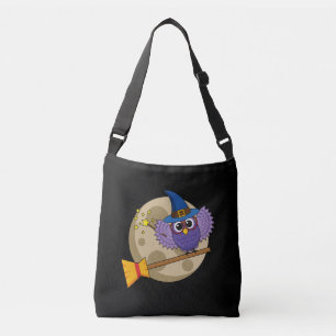 Cartoon Wizard Owl vliegen op kamer Crossbody Tas