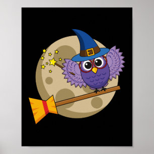 Cartoon Wizard Owl vliegen op kamer Poster