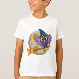 Cartoon Wizard Owl vliegen op kamer T-shirt