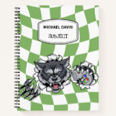 Cartoon Wolf Holding Video Games Controller Aangep Notitieboek (Voorkant)