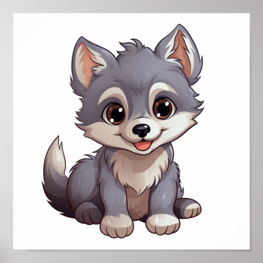 Cartoon wolf illustratie poster (Voorkant)