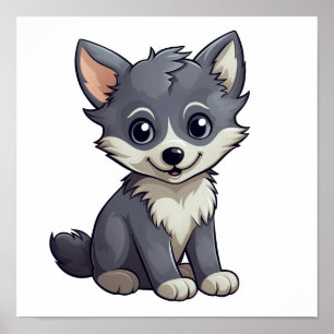 Cartoon wolf illustratie poster