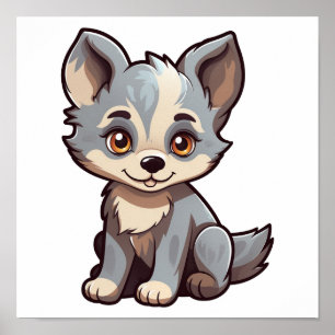 Cartoon wolf illustratie poster