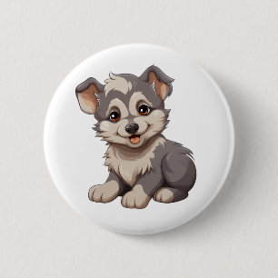 Cartoon wolf illustratie ronde button 5,7 cm