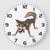 Cartoon Wolf met Goofy Expression Grote Klok (Voorkant)