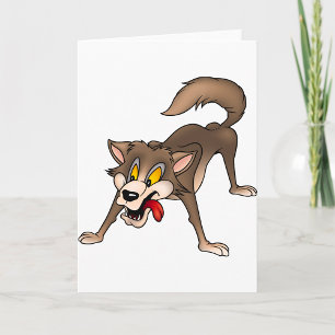 Cartoon Wolf met Goofy Expression Kaart
