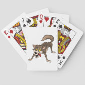 Cartoon Wolf met Goofy Expression Pokerkaarten (Achterkant)
