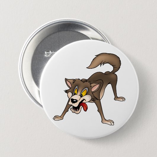 Cartoon Wolf met Goofy Expression Ronde Button 7,6 Cm (Voorkant /achterkant)