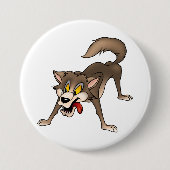 Cartoon Wolf met Goofy Expression Ronde Button 7,6 Cm (Voorkant)