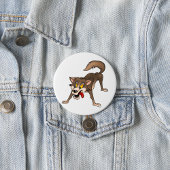 Cartoon Wolf met Goofy Expression Ronde Button 7,6 Cm