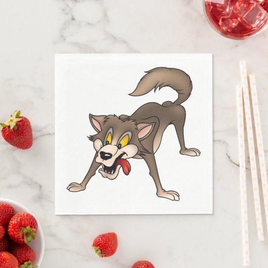 Cartoon Wolf met Goofy Expression Servet (Insitu)