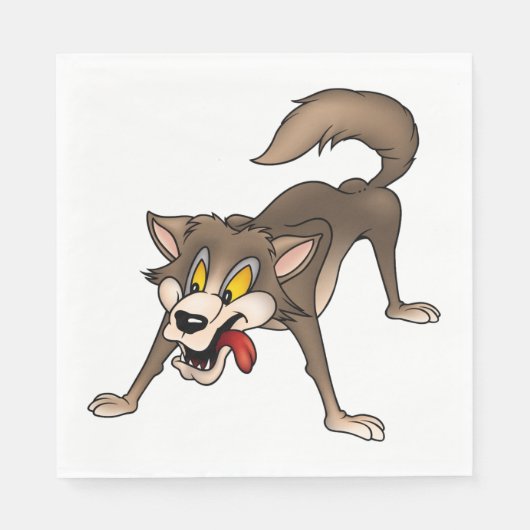 Cartoon Wolf met Goofy Expression Servet (Voorkant)