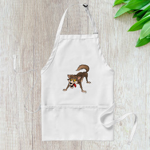 Cartoon Wolf met Goofy Expression Standaard Schort