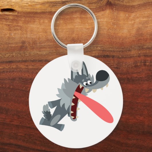 Cartoon Wolf Sleutelhanger (Voorkant)