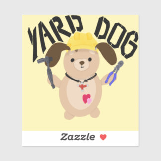 Cartoon Yard Dog Construction Worker Sticker