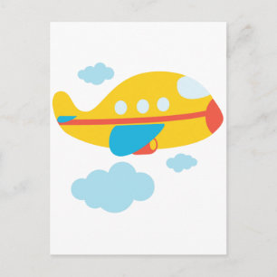 Cartoon Yellow Airplane Briefkaart