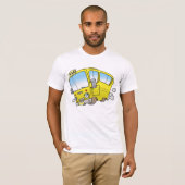 Cartoon Yellow Bus Mannen T-Shirt (Voorkant volledig)