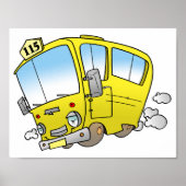 Cartoon Yellow Bus Poster (Voorkant)
