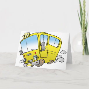 Cartoon Yellow Bus Wenskaarten Kaart