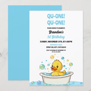 Cartoon Yellow Duck Baby 1e verjaardag Kaart