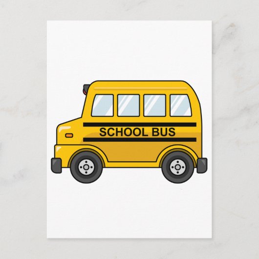 Cartoon Yellow en Black School Bus Briefkaart (Voorkant)