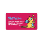 Cartoon Yellow Magic Dragon Kind Halloween Adres Etiket (Voorkant)