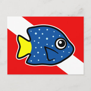 Cartoon Yellowtail Damselfish Dive Vlag Briefkaart