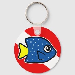 Cartoon Yellowtail Damselfish Dive Vlag Sleutelhanger