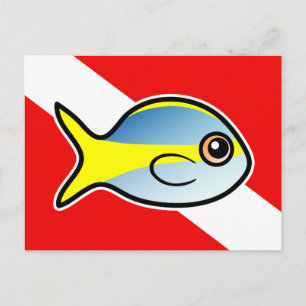 Cartoon Yellowtail Snapper Dive Flag Briefkaart