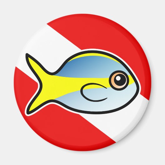 Cartoon Yellowtail Snapper Dive Flag Magneet (Voorkant)
