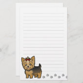 Cartoon Yorkshire Terrier (kort haar met boeg) Briefpapier (Voorkant / Achterkant)