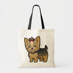 Cartoon Yorkshire Terrier (kort haar met boeg) Tote Bag