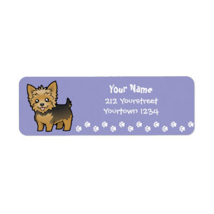 Cartoon Yorkshire Terrier (korte haar zonder buigi Etiket