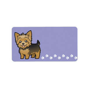 Cartoon Yorkshire Terrier (korte haar zonder buigi Etiket