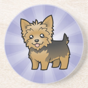Cartoon Yorkshire Terrier (korte haar zonder buigi Zandsteen Onderzetter
