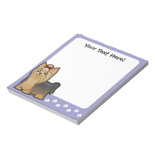Cartoon Yorkshire Terrier (lang haar met boeg) Notitieblok (Gedraaid)