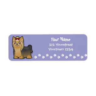 Cartoon Yorkshire Terrier (longhair with bow) Etiket